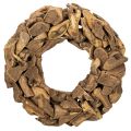 Floristik24 Dekorativ krans av naturliga träbitar, rund, 35 cm