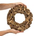 Dekorativ krans av naturliga träbitar, rund, 35 cm | Floristik24.se