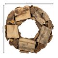 Dekorativ krans av naturliga träbitar, rund, 35 cm | Floristik24.se