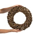 Dekorativ krans gjord av naturliga grenar, rottingkrans, rund, stor, 45 cm. | Floristik24.se