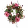 Floristik24 Höstkrans siden blommor rosa gerbera tistel bordskrans Ø32cm