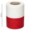 Vitt och rött moiréband med krans, 125 mm - sorgband, dekorationsband, rosettband, festband, 25 m rulle | Floristik24.se