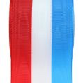 Floristik24 Kransband moiré blå-vit-röd 75mm