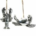 Floristik24 Deco krabba och hummer att hänga antiksilver 9cm 2st