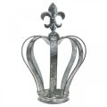 Floristik24 Dekorativ krona, bordsdekoration, metalldekor silver, tvättad vit H16cm Ø11cm