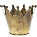 Floristik24 Crown metall antik look värmeljushållare i mässing Ø10cm H8cm