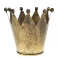 Crown värmeljushållare metall antik mässing utseende Ø12,5cm H11,5cm