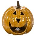 Keramisk pumpa med ansikte, LED-dekoration, Halloween, 19 cm | Floristik24.se