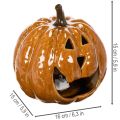 Keramisk pumpa Halloween LED-dekoration 15 cm | Floristik24.se