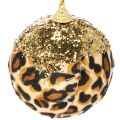 Julkulor leopardmönster med gyllene glitter 7 cm 3 st | Floristik24.se