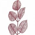 Floristik24 Konstgjorda växter, decoblad, konstgjord gren rosa glitter L36cm 10st