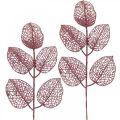 Floristik24 Konstgjorda växter, decoblad, konstgjord gren rosa glitter L36cm 10st