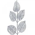 Floristik24 Konstgjorda växter, grendekoration, deco blad silverglitter L36cm 10p