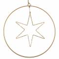 Floristik24 LED -stjärna i en dekorativ ring att hänga i gyllene metall Ø30cm