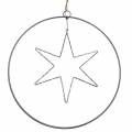 Floristik24 LED-stjärna i en dekorativ ring för hängande silver Ø30cm