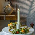LED stickljus med timer räfflade ljus kräm 24,5cm 4 st | Floristik24.se