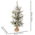 Konstgjord julgran med snö i jutepåse, 40 lysdioder, för inomhusbruk, 85 cm | Floristik24.se