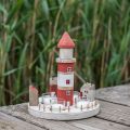 Floristik24 Lighthouse värmeljushållare röd, vit 4 värmeljus Ø25cm H28m