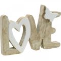 Floristik24 Bordsdekoration &quot;Love&quot;, trädekoration med hjärta och fjäril natur, vit L24cm H17,5cm