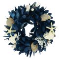 Floristik24 Maritim dekorativ krans med skal blå naturfärger Ø27cm