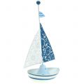 Floristik24 Dekorativ segelbåt gjord av metallblå, vit 12,5 cm x 20,5 cm 2 st