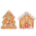 Julplåt, kakform, julgran och hus, pepparkaksliknande, 14 cm, 2 stycken | Floristik24.se