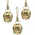 Floristik24 Klockor att hänga, mini koklockor, hus på landet, metallklockor gyllene, antik look 7 × 5cm 12st