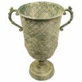 Floristik24 Dekorativ kopp med diamantmönster, antikt utseende, metall, mossgrön, Ø24,5cm H45cm