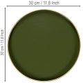 Dekorativ bricka i grönt med guldkant, modern, 30 cm | Floristik24.se