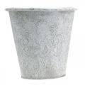 Floristik24 Planteringskärl, kruka med ornament, metalldekor vit, grå Ø20,5cm H19,5cm