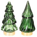 Floristik24 Glasjulgran med LED-ljus, borddekoration, jul, 13 cm, 2 stycken