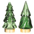 Glasjulgran med LED-ljus, borddekoration, jul, 13 cm, 2 stycken | Floristik24.se