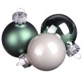Floristik24 Mini julkulor glasgrön pärlemor grå Ø3cm 22 st