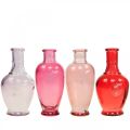 Floristik24 Minivaser glas dekorativa glasvaser rosa rosa röd lila 15cm 4st