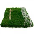 Floristik24 Mossbilds vinstockar och kors för gravuppläggning grön, vit 40 × 30cm
