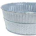 Floristik24 Zinkskål med flätmönster grå, tvättad vit Ø21cm H8,5cm