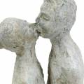 Floristik24 Dekorativ figur kyssande par sten gjuten grå 10 × 8cm H28cm