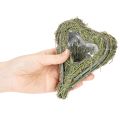 Dekorativt hjärta av naturgräs med folieinlägg, 14 cm, 2 stycken | Floristik24.se