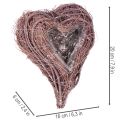 Dekorativt hjärta av kvistar med planteringsfolie, 20 cm, 2 stycken | Floristik24.se