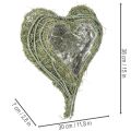 Hjärtformad skål av naturgräs med planteringsfolie, 38 cm | Floristik24.se