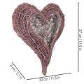 Hjärtformad skål gjord av kvistar med folieinsats, 37 cm | Floristik24.se