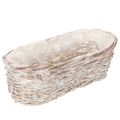 Floristik24 Korgplanter med folieinsats, oval, vit, 37 cm