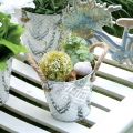 Floristik24 Växtkruka med handtag, dekorativ skål med blommönster, metallkärl Ø14,5cm