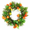 Floristik24 Konstgjord Physalis-krans, orange och grön, Ø28 cm, höstdekoration