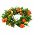 Konstgjord Physalis-krans, orange och grön, Ø28 cm, höstdekoration | Floristik24.se