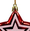 Floristik24 Stjärna för att hänga röd, vit plast 8,5 cm 2st
