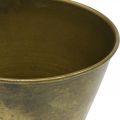Vintage plantering metall kopp vas mässing Ø11,5cm H13,5cm | Floristik24.se