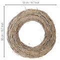 Dekorativ krans, rottinggrenar, vitkalkade, för kreativ design, 50 cm | Floristik24.se