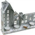 Ljushus, fönsterdekorationer, silverfärgade ljushus, metalllykta med antikt utseende, L67,5 cm H20 cm | Floristik24.se