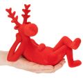 Dekorativ röd renfigur, liggande, modern design, 24 cm, 2 stycken | Floristik24.se
